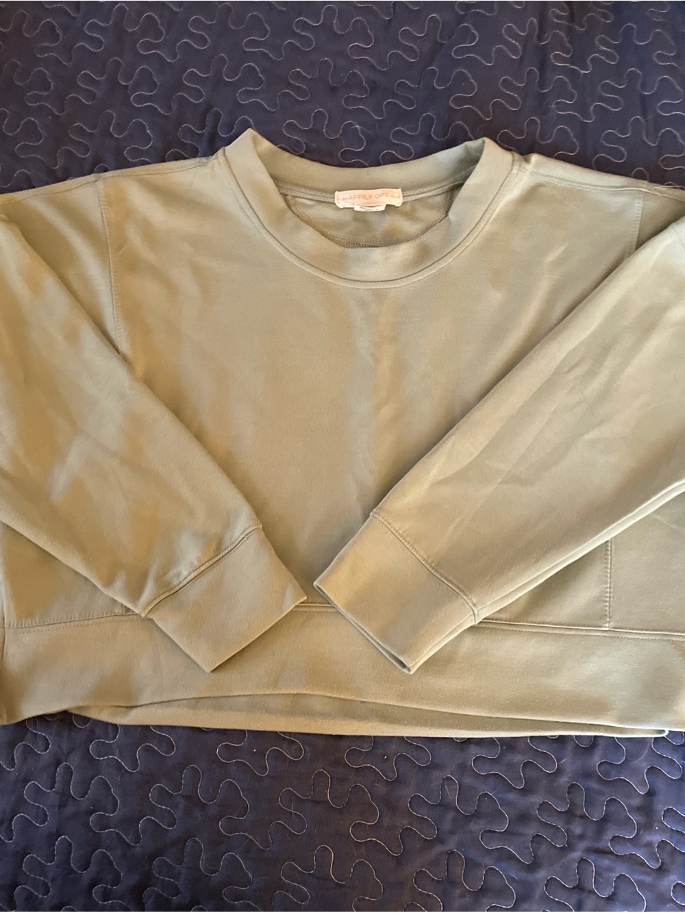 Women's Crewneck cropped Pullover Sweatshirt - Sage Green